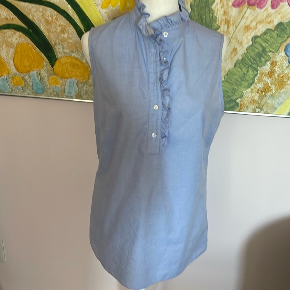 LIGHT Blue Sleeveless Ruffled Collar